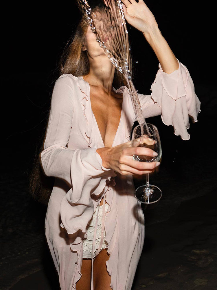 VESTITO LUNGO CON VOLANT