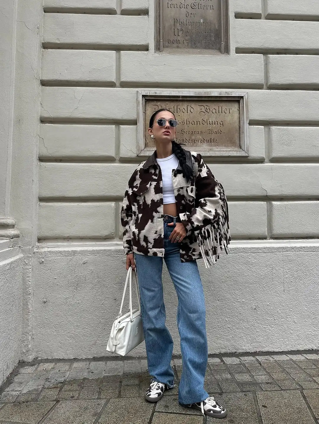 GIUBBINO STAMPA COW CON FRANGE