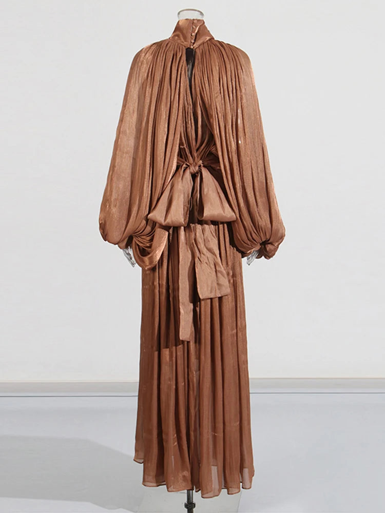 MAXI DRESS IN CHIFFON METALLIZZATO