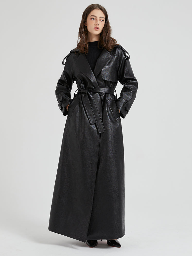 LONG ECO-LEATHER TRENCH