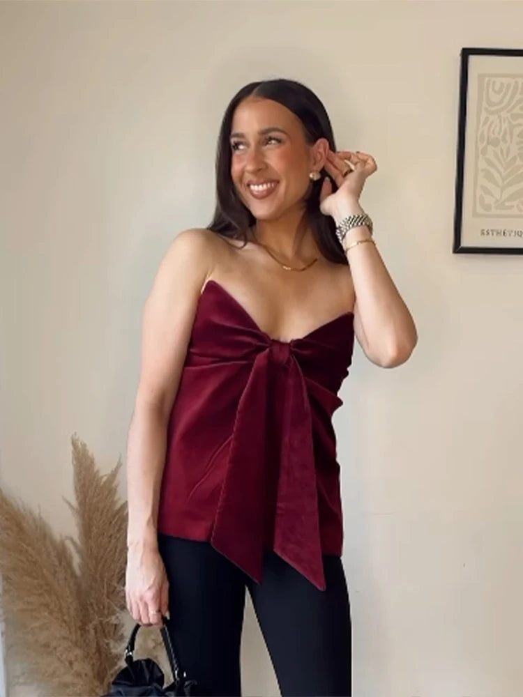 TOP FIOCCO IN VELLUTO