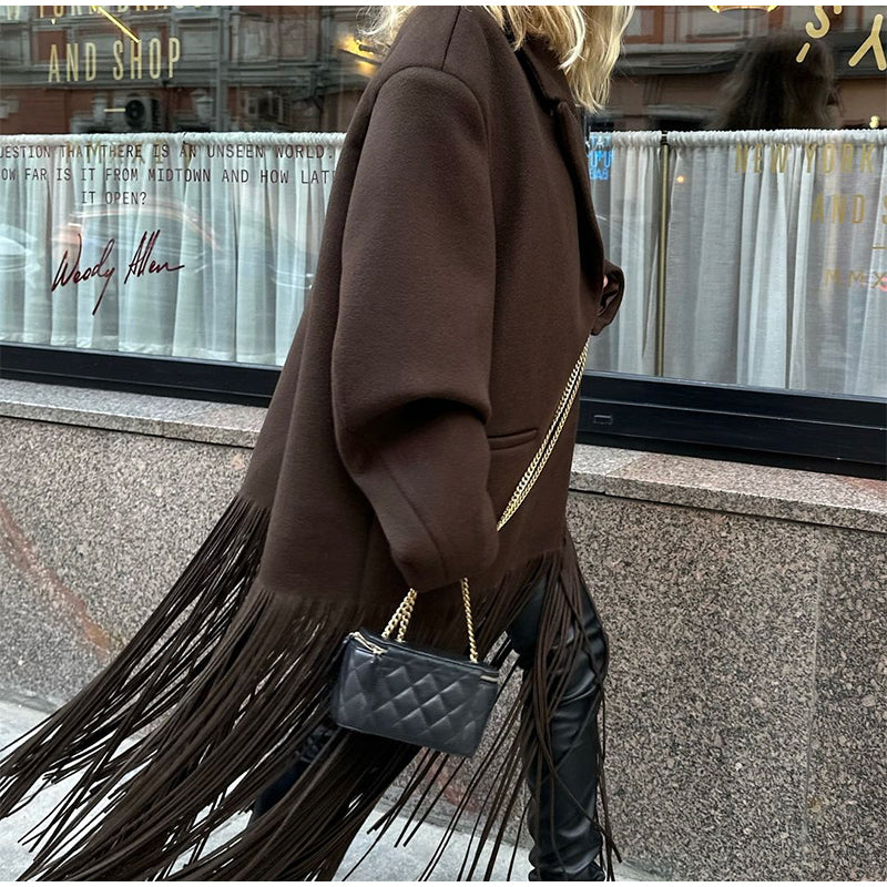 OVER COAT WITH FRINGES
