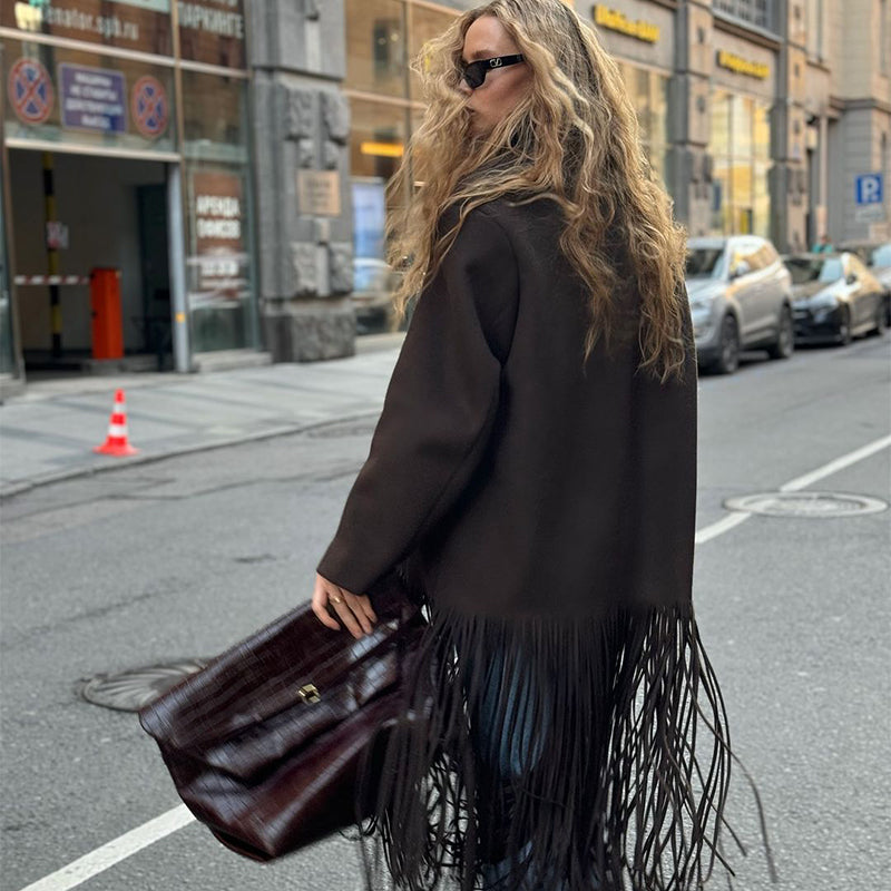 OVER COAT WITH FRINGES