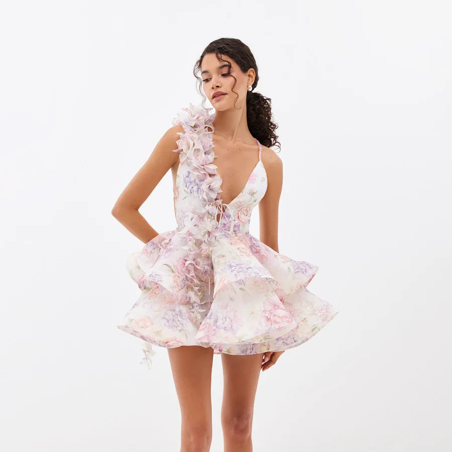 MINIABITO FLOREALE CON APPLICAZIONI 3D