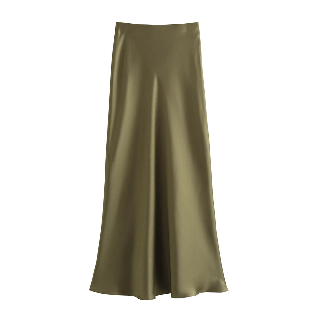 SATIN MIDI SKIRT