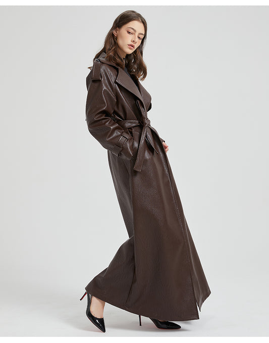 LONG ECO-LEATHER TRENCH