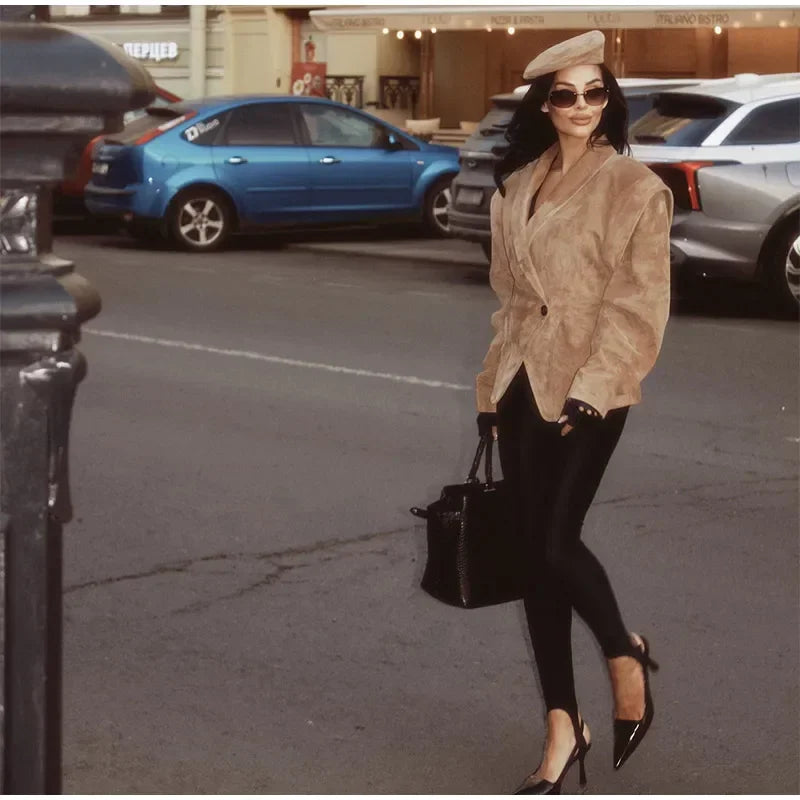 BLAZER IN ECOPELLE SCAMOSCIATA