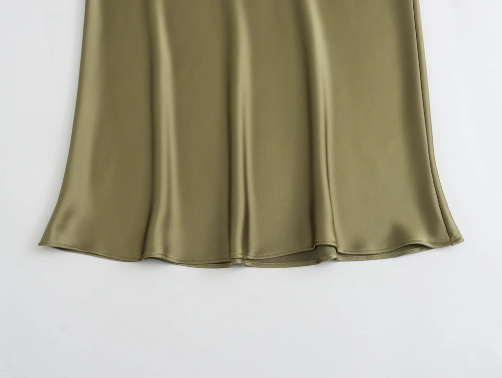 SATIN MIDI SKIRT