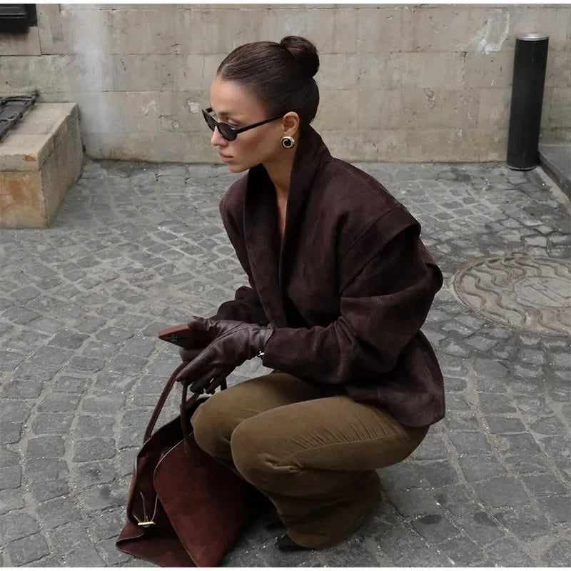 BLAZER IN ECOPELLE SCAMOSCIATA