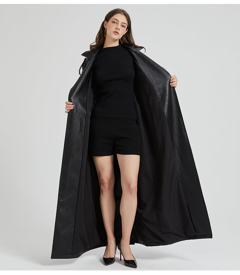 LONG ECO-LEATHER TRENCH