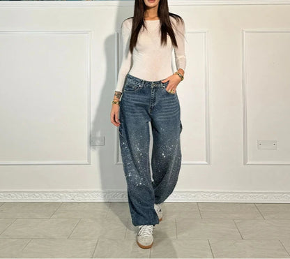 JEANS BAGGY CARPENTER STRASS