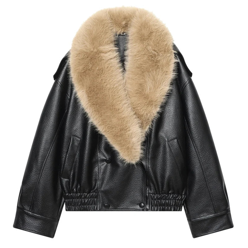 BOMBER IN ECOPELLE COLLO IN PELLICCIA