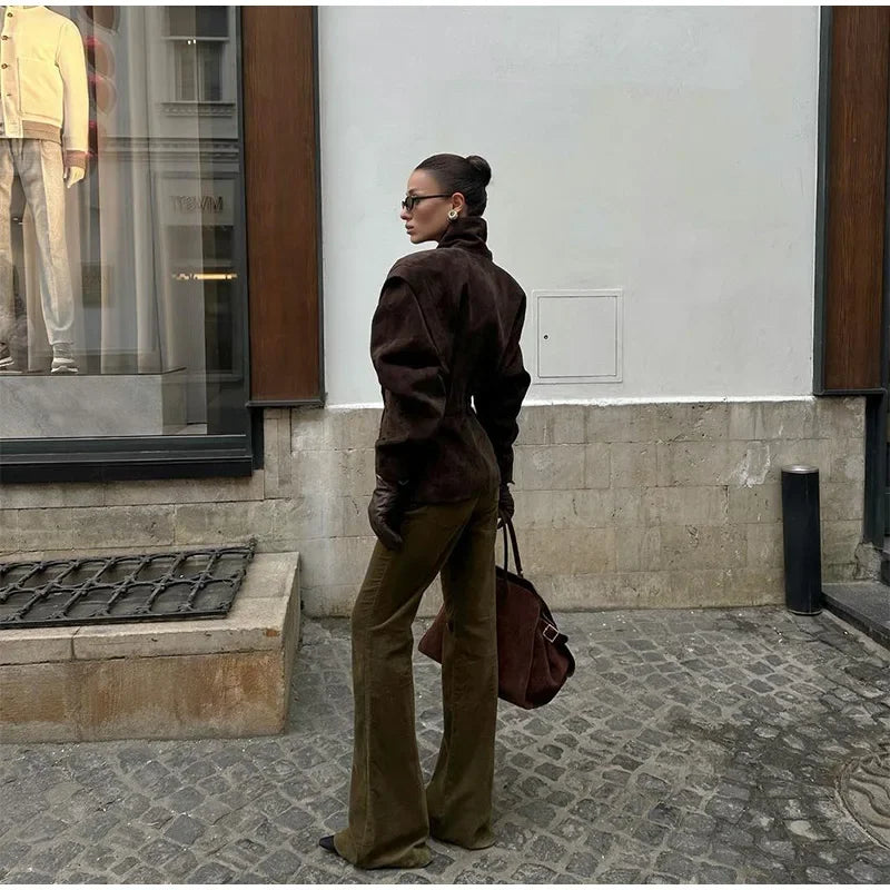 BLAZER IN ECOPELLE SCAMOSCIATA