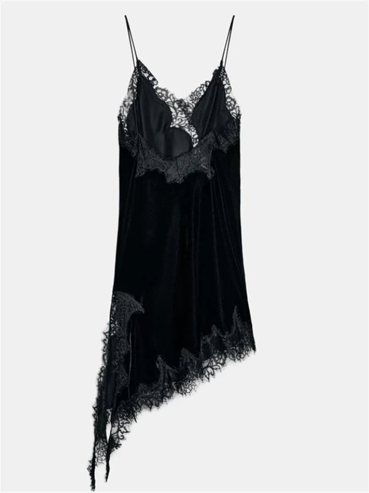 VESTITO SOTTOVESTE IN VELLUTO E PIZZO