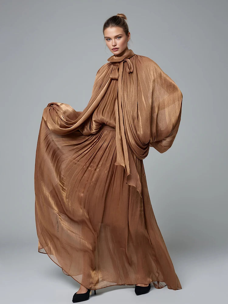 MAXI DRESS IN CHIFFON METALLIZZATO