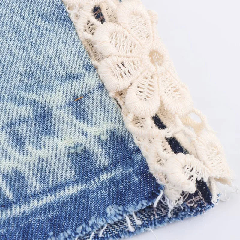 JEANS A VITA ALTA MOTIVO UNCINETTO