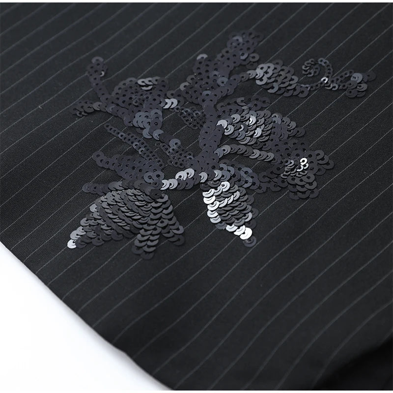 PANTALONE GESSATO CON PAILLETTES