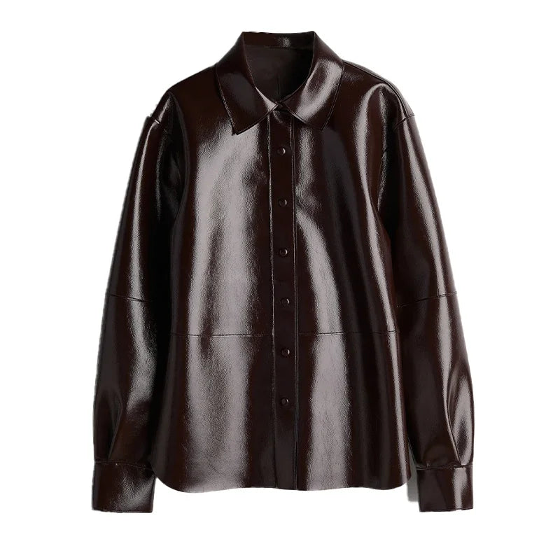 CAMICIA IN ECOPELLE LUCIDA