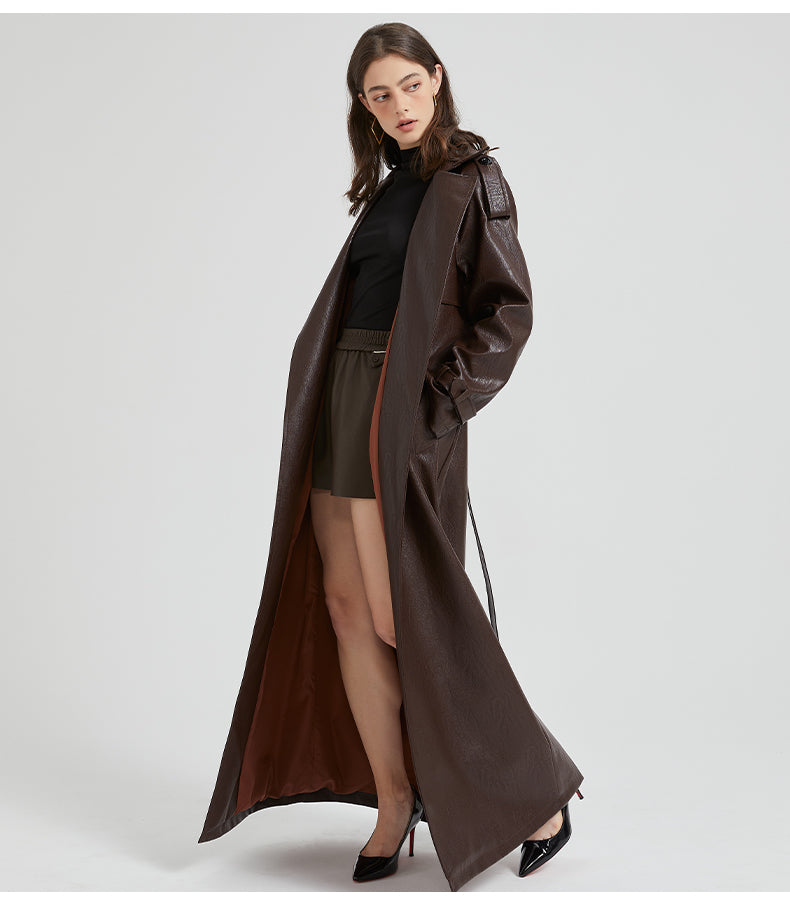 LONG ECO-LEATHER TRENCH