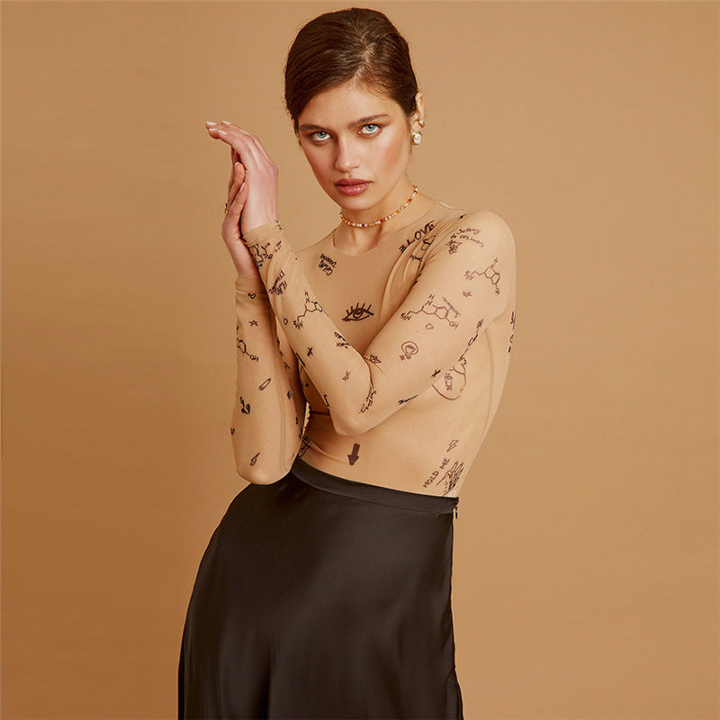 BODY IN TULLE STAMPATO