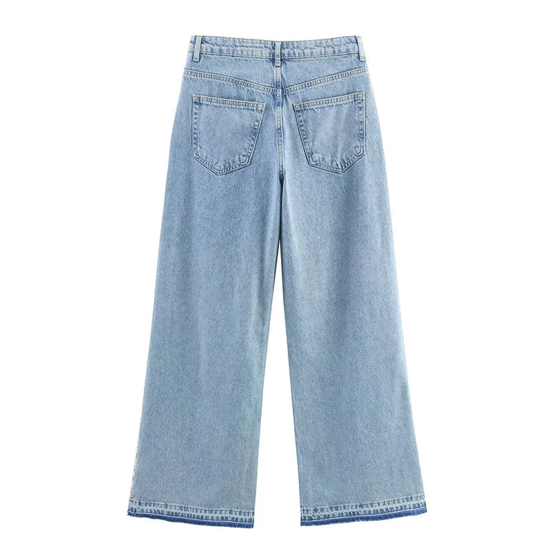 JEANS A VITA ALTA MOTIVO UNCINETTO