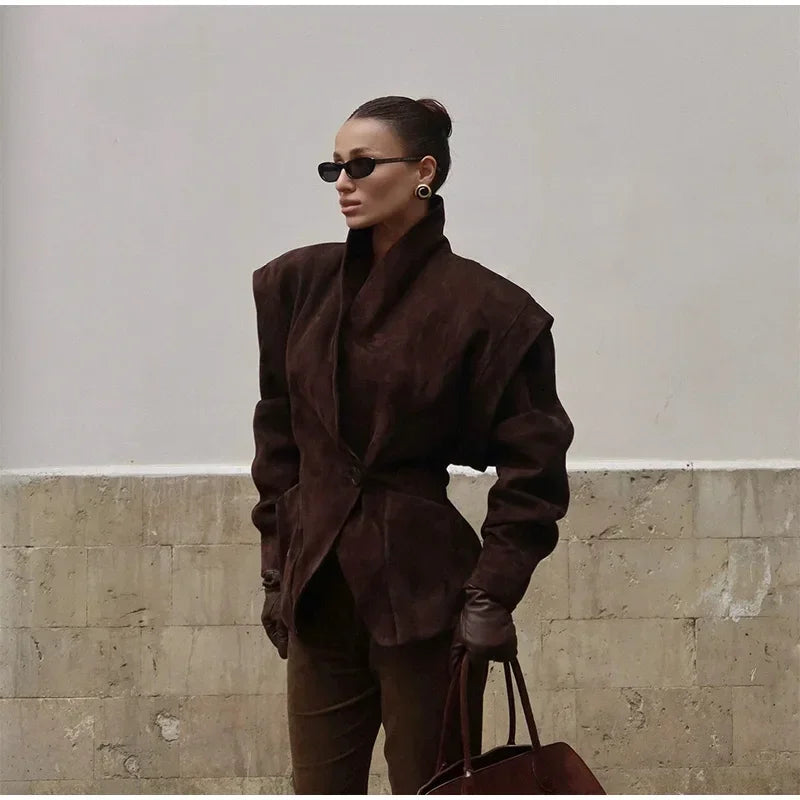 BLAZER IN ECOPELLE SCAMOSCIATA