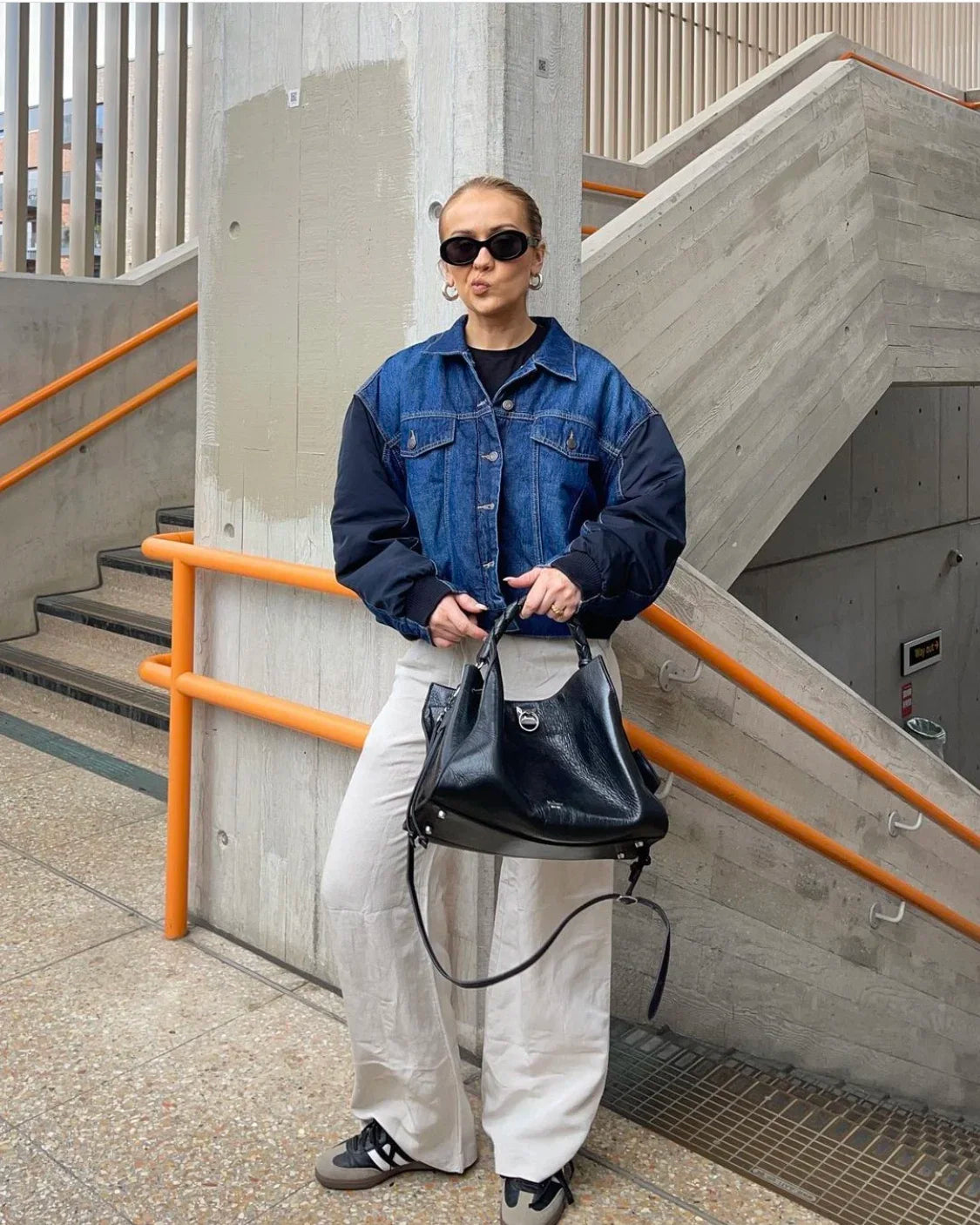 BOMBER DENIM E NYLON