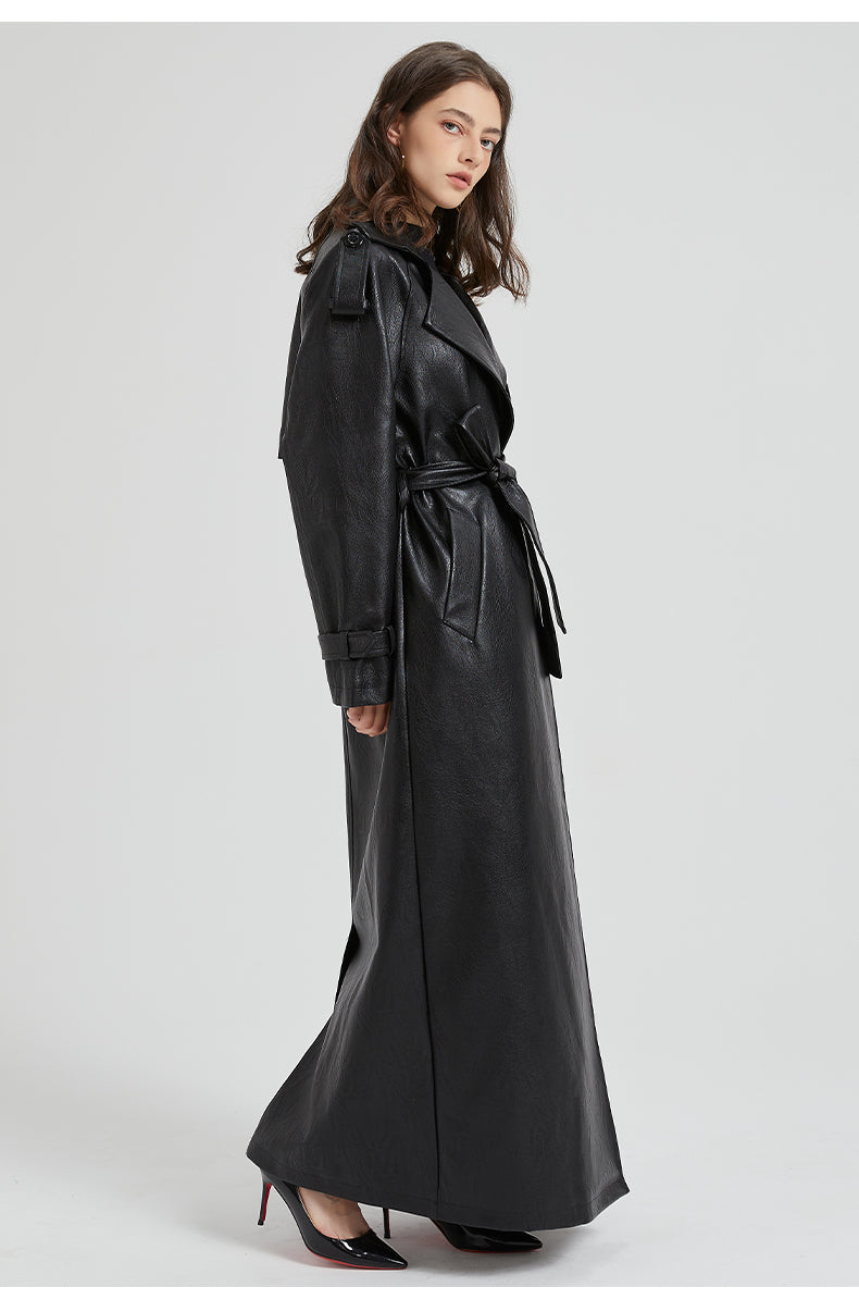 LONG ECO-LEATHER TRENCH