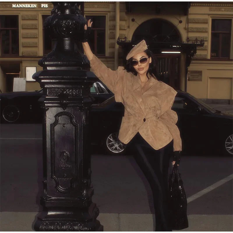 BLAZER IN ECOPELLE SCAMOSCIATA