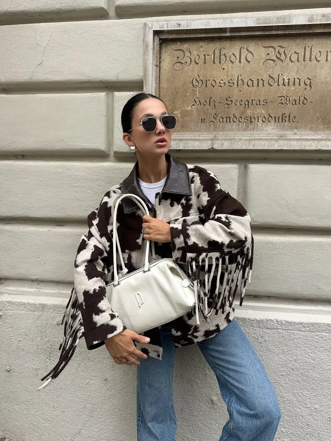 GIUBBINO STAMPA COW CON FRANGE