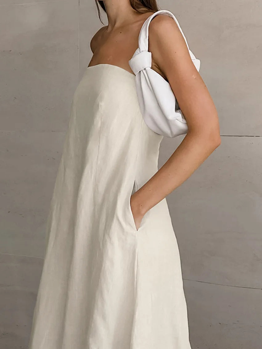 VESTITO A FASCIA MISTO LINO