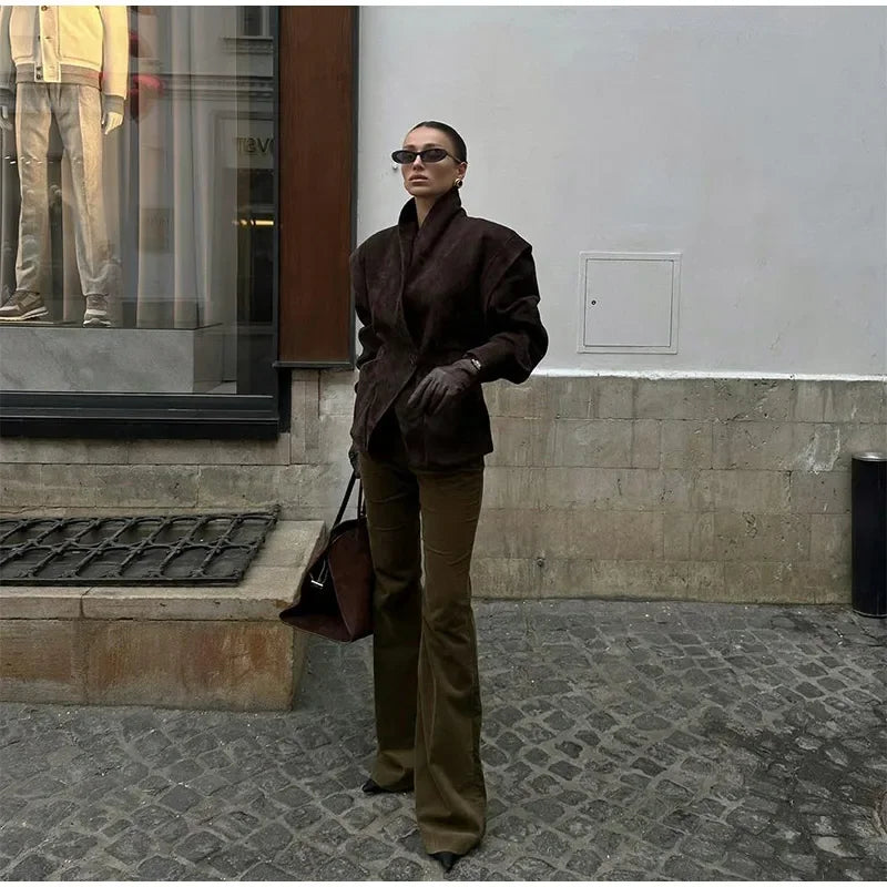 BLAZER IN ECOPELLE SCAMOSCIATA