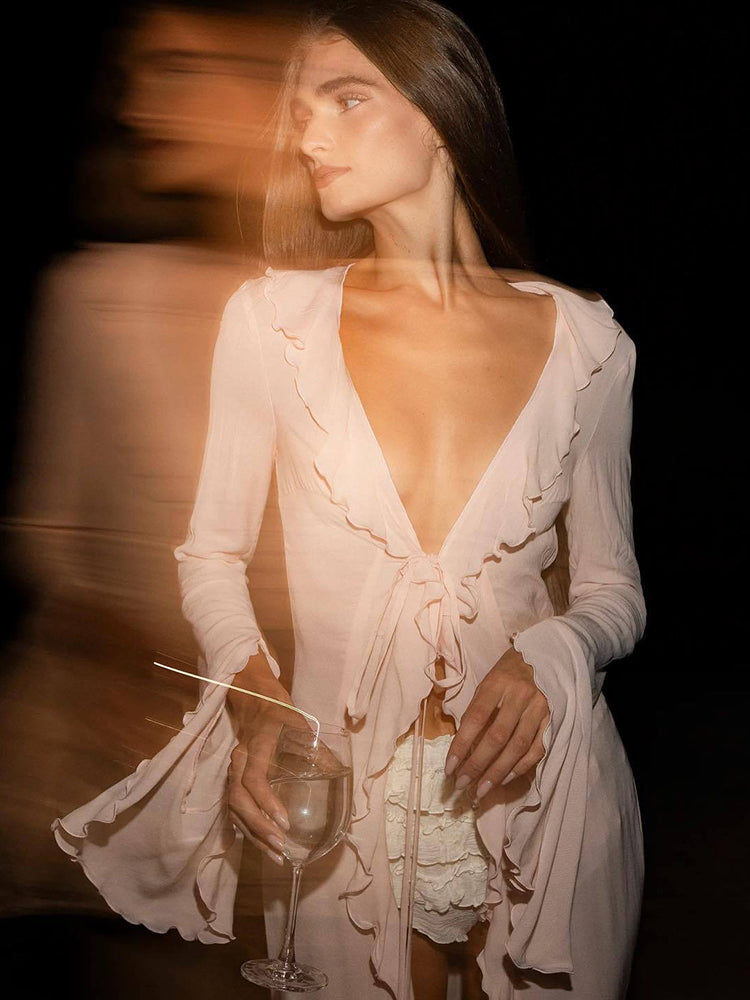 VESTITO LUNGO CON VOLANT