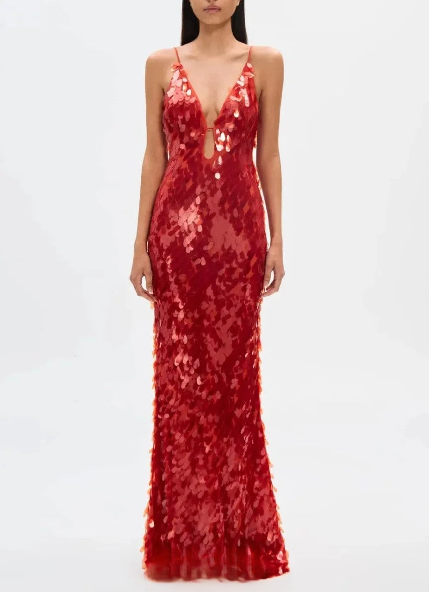 VESTITO LUNGO MACRO PAILLETTES