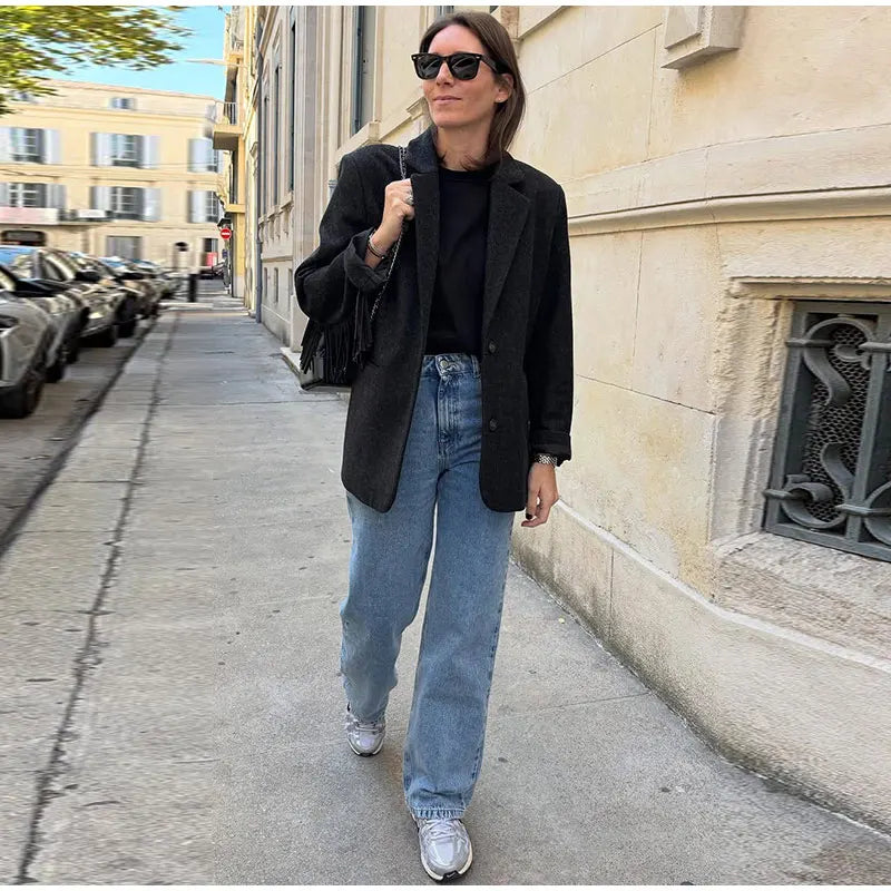 BLAZER IN PANNO CON FRANGE