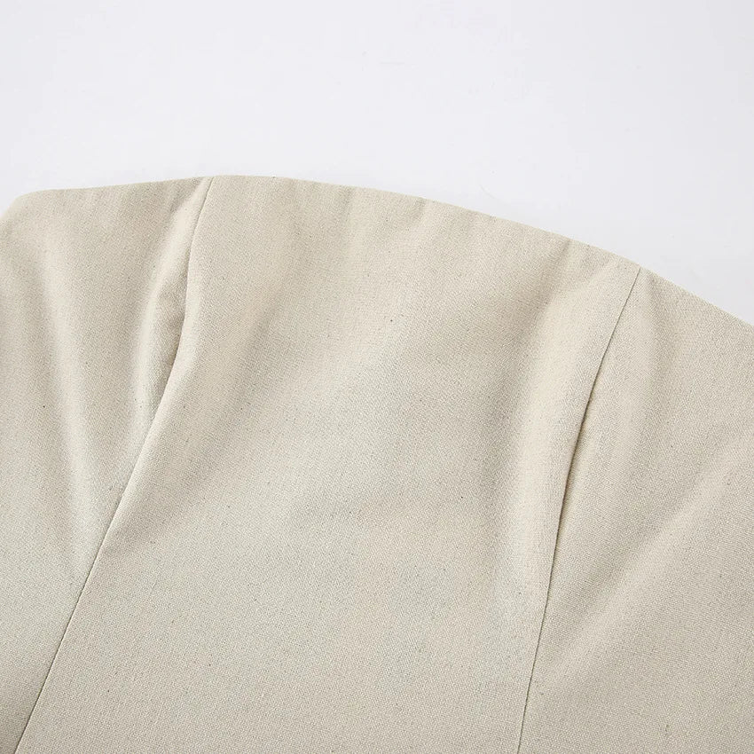 VESTITO A FASCIA MISTO LINO