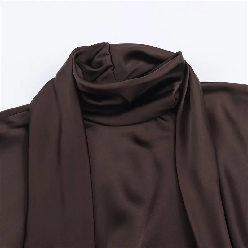 VESTITO SATINATO MARRONE