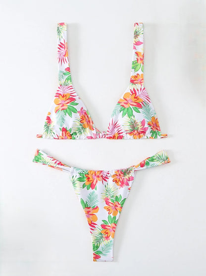 BIKINI A FANTASIA FLOREALE SLIP A TENDINA