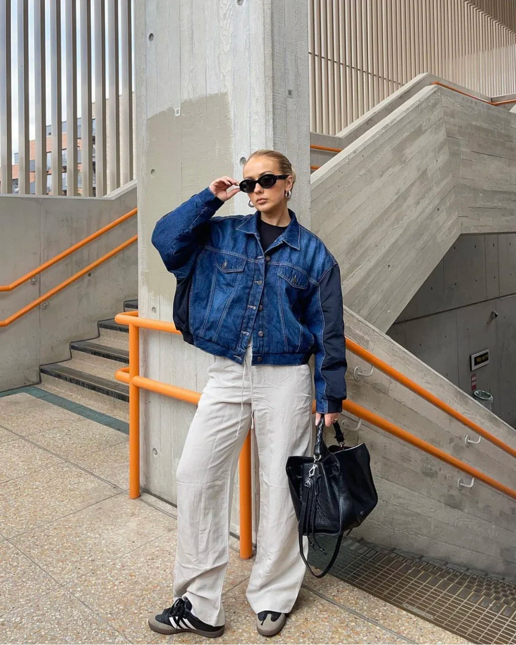 BOMBER DENIM E NYLON