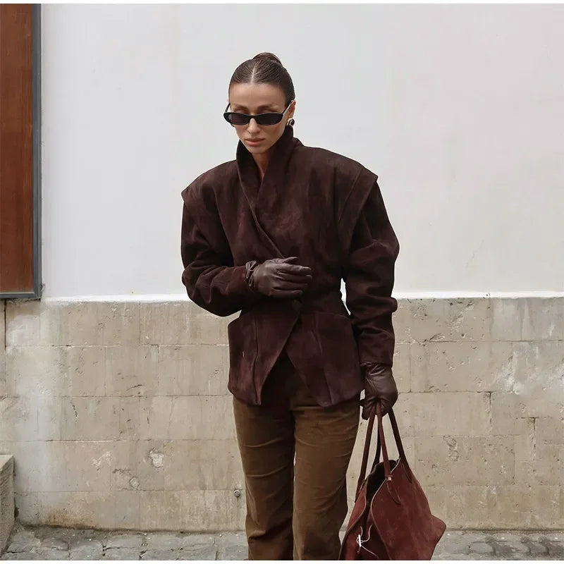 BLAZER IN ECOPELLE SCAMOSCIATA