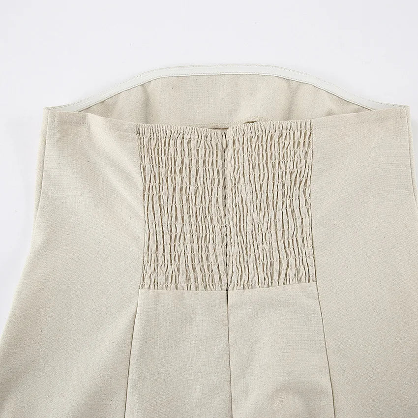 VESTITO A FASCIA MISTO LINO