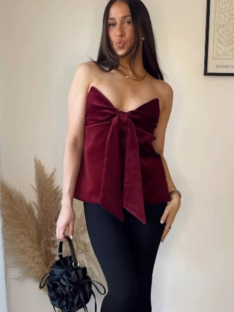 TOP FIOCCO IN VELLUTO