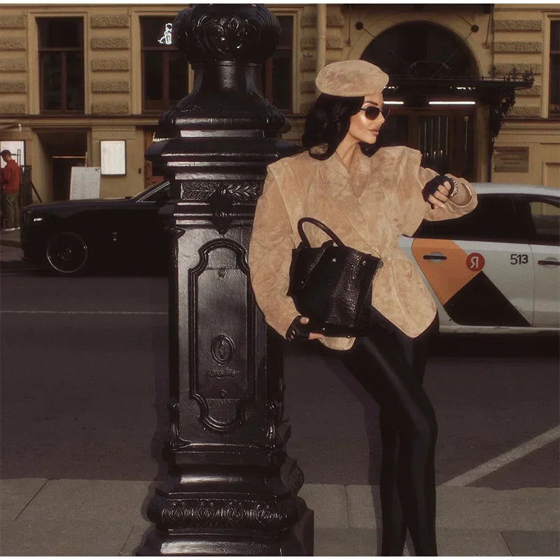 BLAZER IN ECOPELLE SCAMOSCIATA