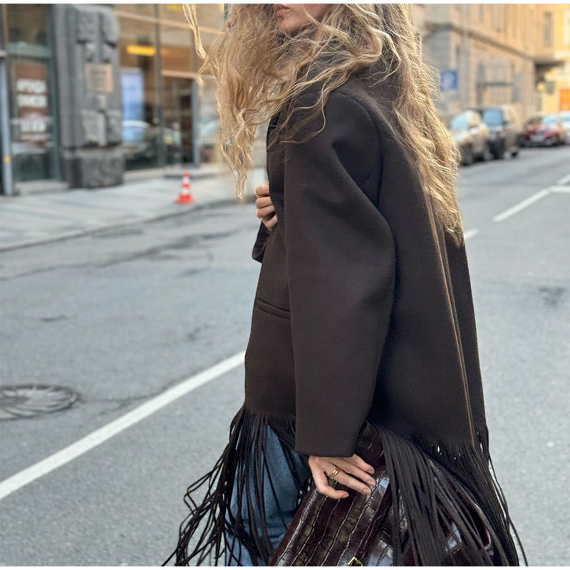 OVER COAT WITH FRINGES