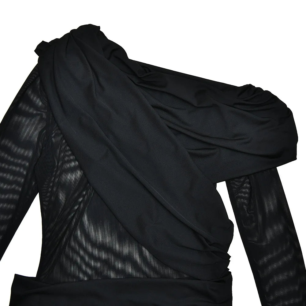 VESTITO IN TULLE DRAPPEGGIATO