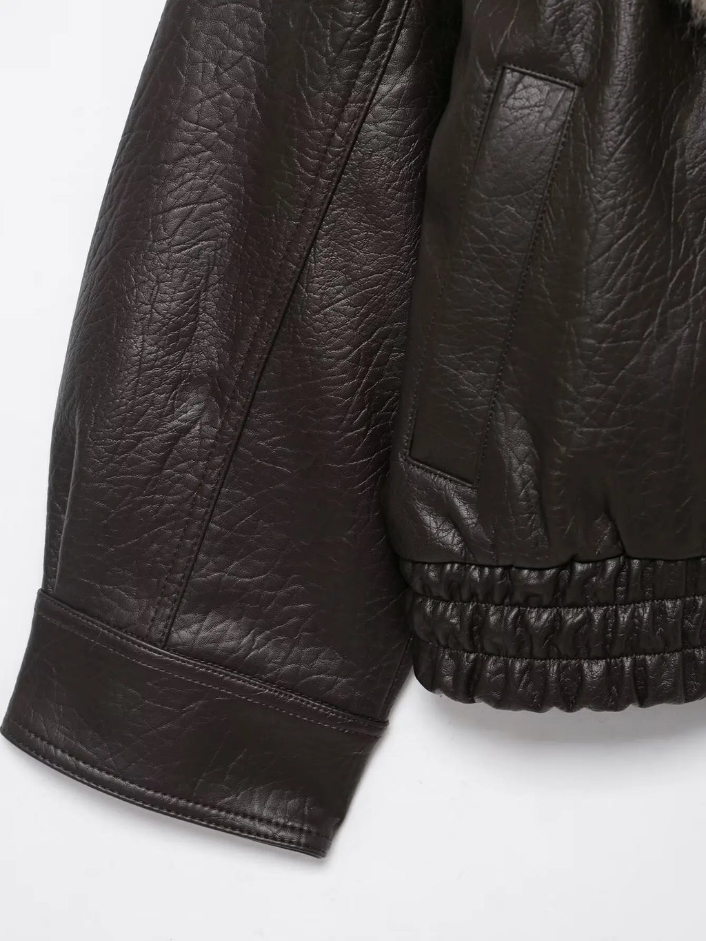 BOMBER IN ECOPELLE COLLO IN PELLICCIA