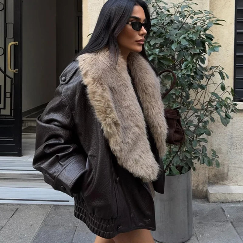 BOMBER IN ECOPELLE COLLO IN PELLICCIA