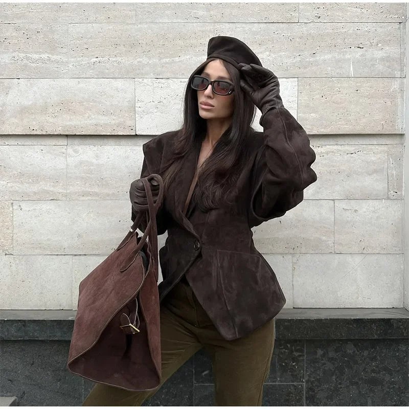 BLAZER IN ECOPELLE SCAMOSCIATA