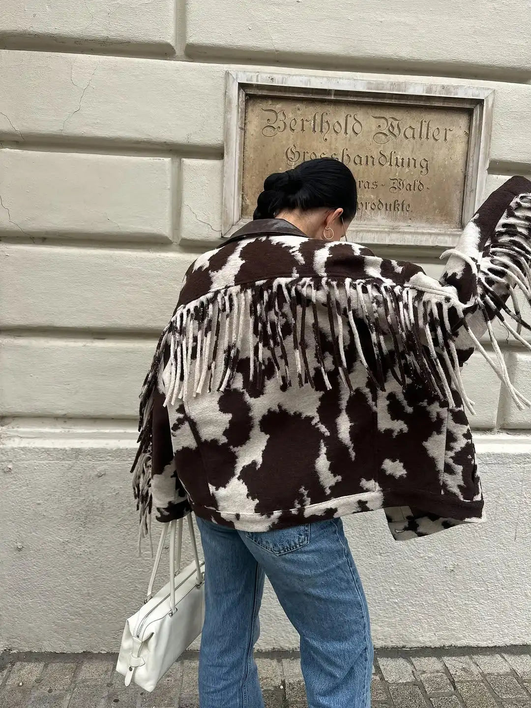 GIUBBINO STAMPA COW CON FRANGE