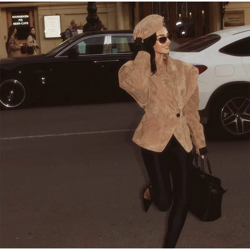 BLAZER IN ECOPELLE SCAMOSCIATA